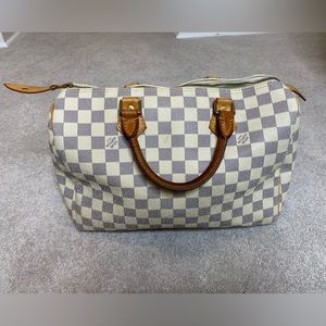 LV EXCELLENT Copy Speedy 30 Bag in White Damier